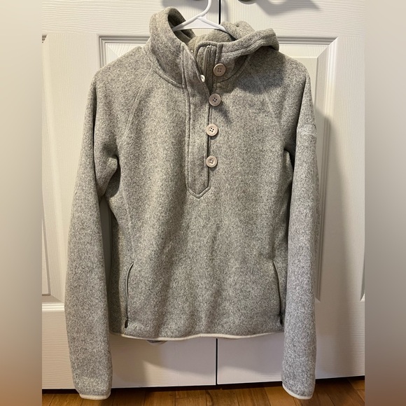 The North Face Jackets & Blazers - The North Face Button‑Front Fleece Pullover Hoodie Heather Gray, Sz M EUC